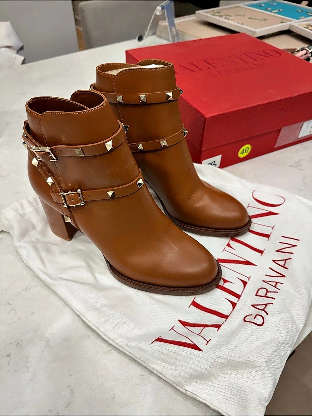 Valentino Garavani Rockstud Ankle Boots & Booties Brown Size EU 40